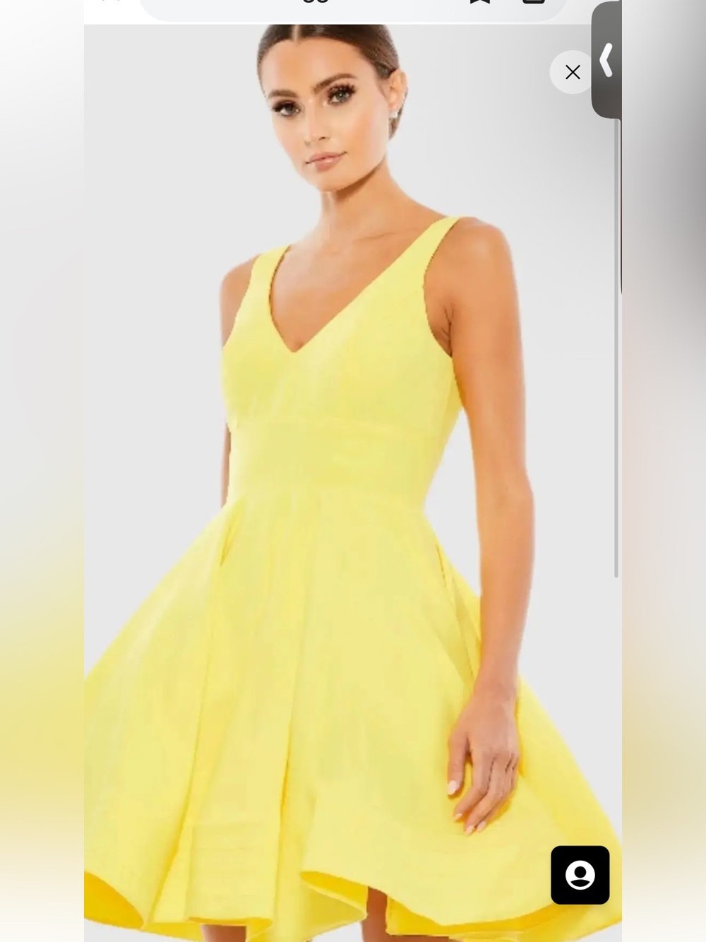 leena for Mac Duggal NWT V Neck Fit & Flare Mini Dress-Lemon Yellow-Sz 16